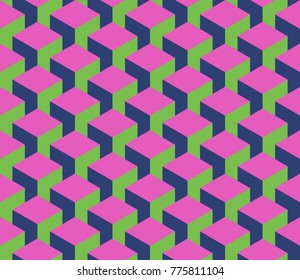 Seamless 3D geometrical pattern of cube columns. Abstract design vector background.