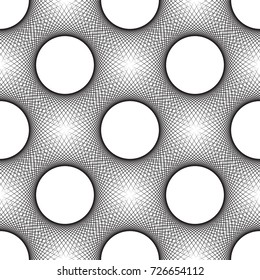 Seamless 3D Illustration of Wavy and Circular Line Art Pattern