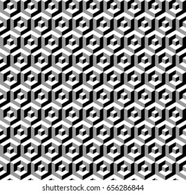 Seamless 3d isometric cube geometric abstract render pattern.