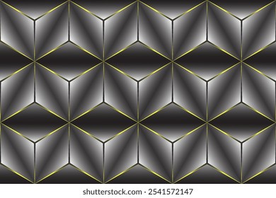 Seamless 3D metallic hexagon texture with vintage design for luxury decoration and upholstery.Geometric pattern in illustrator abstract background
