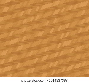 Seamless 3D pattern of herringbone tile parquet. Isometric wooden zigzag panels floor texture. Vector repeating decorative background illustration.