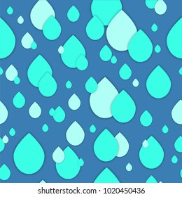 Seamless 3d pattern in trendy paper art style. Paper water drops collage background. Geometric design for banner, cover, brochure, template.  World Water Day - 22 march.  No visible mesh  borders