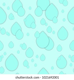 Seamless 3d pattern in trendy paper art style. Paper water drops collage background. Geometric design for banner, cover, brochure, template.  World Water Day - 22 march.  No visible mesh  borders
