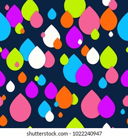 Seamless 3d pattern in trendy paper art style. Colorful drops of paint collage background. Abstract Geometric design for banner, cover, brochure, template.  No visible mesh  borders