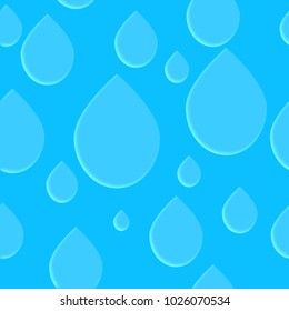 Seamless 3d pattern in trendy paper art style. Paper water drops collage background. Geometric design for banner, cover, brochure, template.  World Water Day - 22 march.  No visible mesh  borders