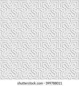Seamless  3D pattern, white background,  arabic motif,  east ornament, indian ornament, vector.
