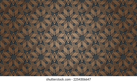 Seamless 3d Ramadan Islamic pattern in Arabian style Vector illustration