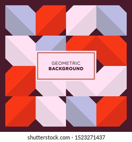 Seamless 3D Shapes Illusion Background in Red, White and Blue Colors.
