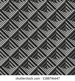 Seamless 3d square grid pattern texture. Op art design style background.