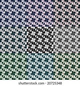 Seamless 3d squares vector patterns. Nine color variations.