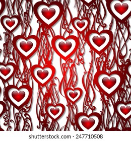 Seamless 3d vector heart pattern background. On Valentine's Day invitations and decorations