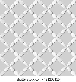 Seamless 3D white paper cut art background 438 vintage cross water drop geometry
