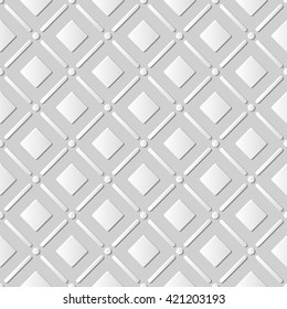 Seamless 3D white paper cut art background 415 round corner square check cross line

