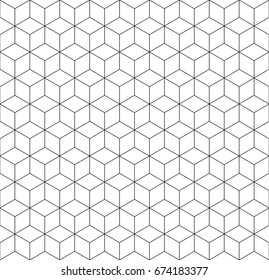 Seamless 3d wireframe cube pattern