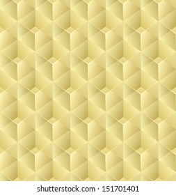 Seamless 3D yellow glass cubes vector pattern.