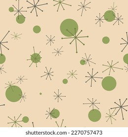 Seamless 50s Retro Pattern. Atomic Starbust Wallpaper. Mid Century Modern Repeating Background. 1950s Space Age Design svg