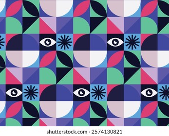 Seamless 60s abstract geometric background pattern design 