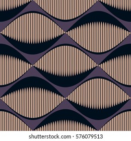 A seamless 70's Retro Style Pattern with comb fish eyes in dark purple