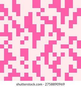 Seamless 8 bit pixel art pattern. Endless 8bit background. Broken digital screen, printable texture. Repeating pixelart, bitmap effect, abstract mosaic print Colored flat vector illustration