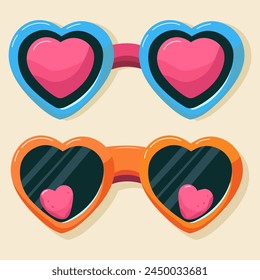 Seamless 90's pattern with striped sunglasses, vector background