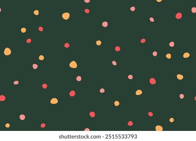 seamless abastract pattern with colorful dots; christmas, holiday background; perfect for designing wrapping paper, greeting cards, gift tags, wallpaper- vector illustration