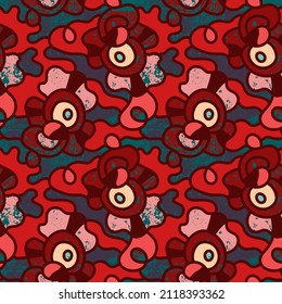 Seamless absract hand drawn unique artwork with unusual nature pattern