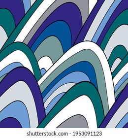 Seamless Absract Wave Pattern In Bright Colors. Vector Desing For Background, Fabric, Cover.