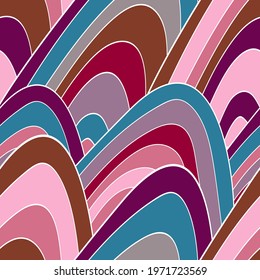 Seamless absract wave pattern in bright colors. Vector desing for background, fabric, cover.