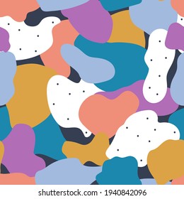 Patrón de abertura sin foco con manchas y manchas de color dibujadas a mano. Textura creativa de moda. Excelente para tela, vectores textiles Ilustración