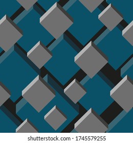 Seamless Abstract 3D Vector Background with Squares