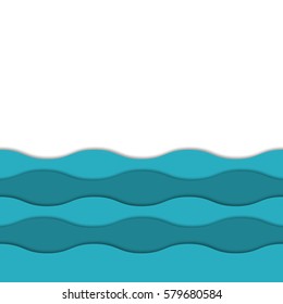 Seamless abstract 3d vector layered sea waves seamless background. Colorful 3d layers with realistic soft shadow  Design for banner, cover, brochure, flyer, template 