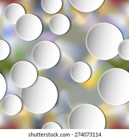 Seamless abstract 3D white spheric elements on blurred background. Vector EPS10 pattern. 