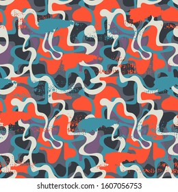 Seamless abstract ackground with grunge elements, wavy chaotic shapes.