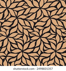 seamless abstract amber and  black floral background. Hand drawn vector seamless  pattern