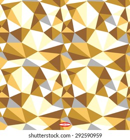 seamless abstract angular beige pattern with sand texture with brown triangle with abstract cream line on white background. vector illustration