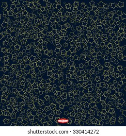 seamless abstract angular pattern with cream stars isolated on dark background. vector illustration