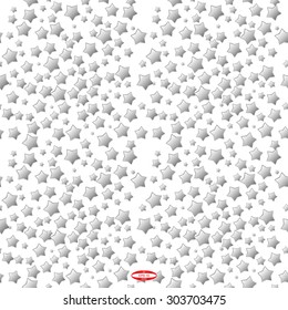 seamless abstract angular pattern with silver stars isolated on white background. vector illustration