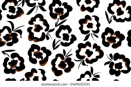 Seamless abstract animal pattern. Flower and leopard pattern design. Textile print pattern.