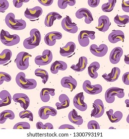 Seamless abstract animal pattern. Vector illustration art. Hand drawn brush stroke texture allover print. Stylized purple pink fur texture background for modern fashion, home decor textiles.