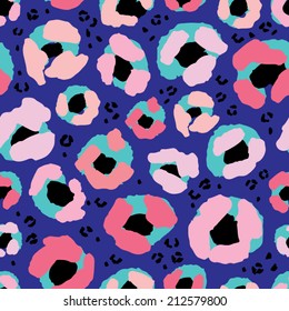 Seamless Abstract Animal Pattern / Vector illustration of leopard print in pink and purple colors. Eps 10