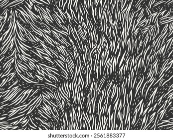 Seamless abstract animal-inspired pattern featuring dynamic black and white organic lines. Ideal for textile design, modern wallpapers, branding projects, and decorative backgrounds