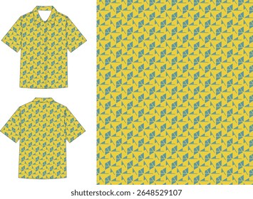 Seamless Abstract Arrow Pattern in Blue on Yellow Background – Bold Graphic Textile Design