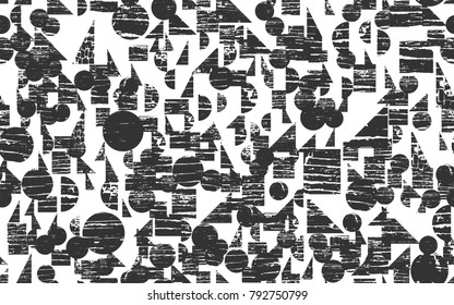 Seamless Abstract Art Background with Textured Geometric Elements, Rhythmic Textured Endless Pattern, Grunge Print Design with Dirt Brush Painting, Continuous Grunge Geometric Background