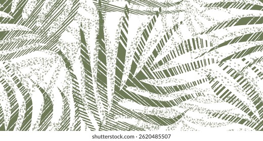 Seamless abstract art backgrounds. Exotic jungle foliage designs. Graphic fabric dot patterns. Delicate gradient floral effects. Black half-tone leaf textures. Vector illustration