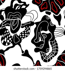 Seamless abstract backdrop with hand draw creative pattern.