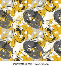 Seamless abstract backdrop with hand draw patterns, shapes.