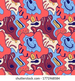 Seamless abstract backdrop with hand draw colorful patterns.
