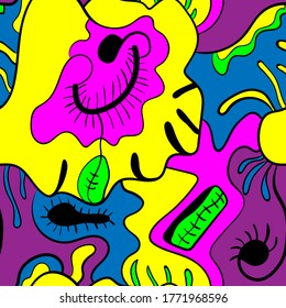 Seamless abstract backdrop with hand draw colorful patterns.