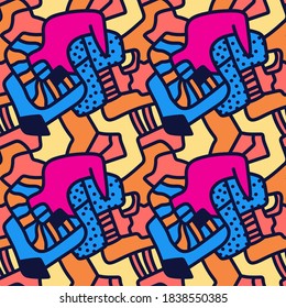 Seamless abstract backdrop with unusual hand drawn pattern