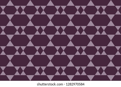 Seamless, abstract background art made with geometric shapes in purple color. Decorative vector art.